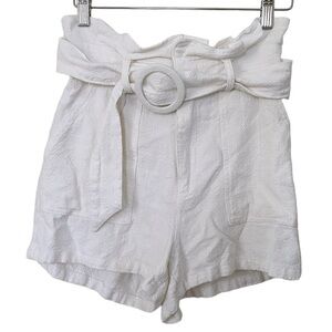 Blank NYC White Linen Blend High Waist Belted Shorts Size S Small